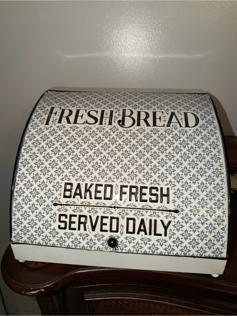 Fresh Bread Bread Box - White and Blue Pattern